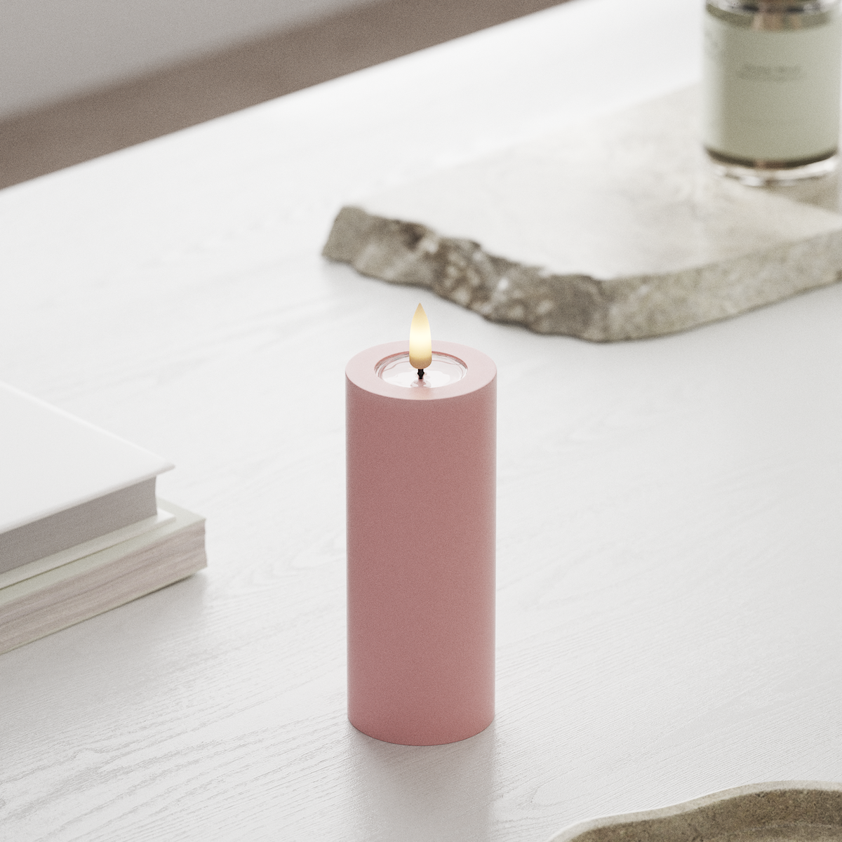 Deluxe Homeart LED blokové světlo Ø 5 x 12,5 cm Světle růžová LED blokové světlo 1