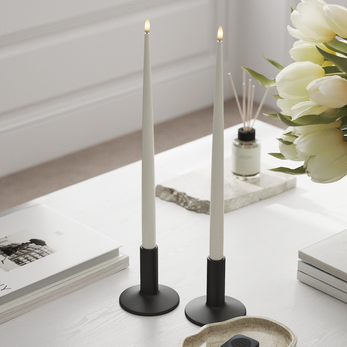 Deluxe Homeart Φωτιστικό κεριού LED με Λάκα, 2 τμχ 38 cm Λευκό Φως κεριού LED 1