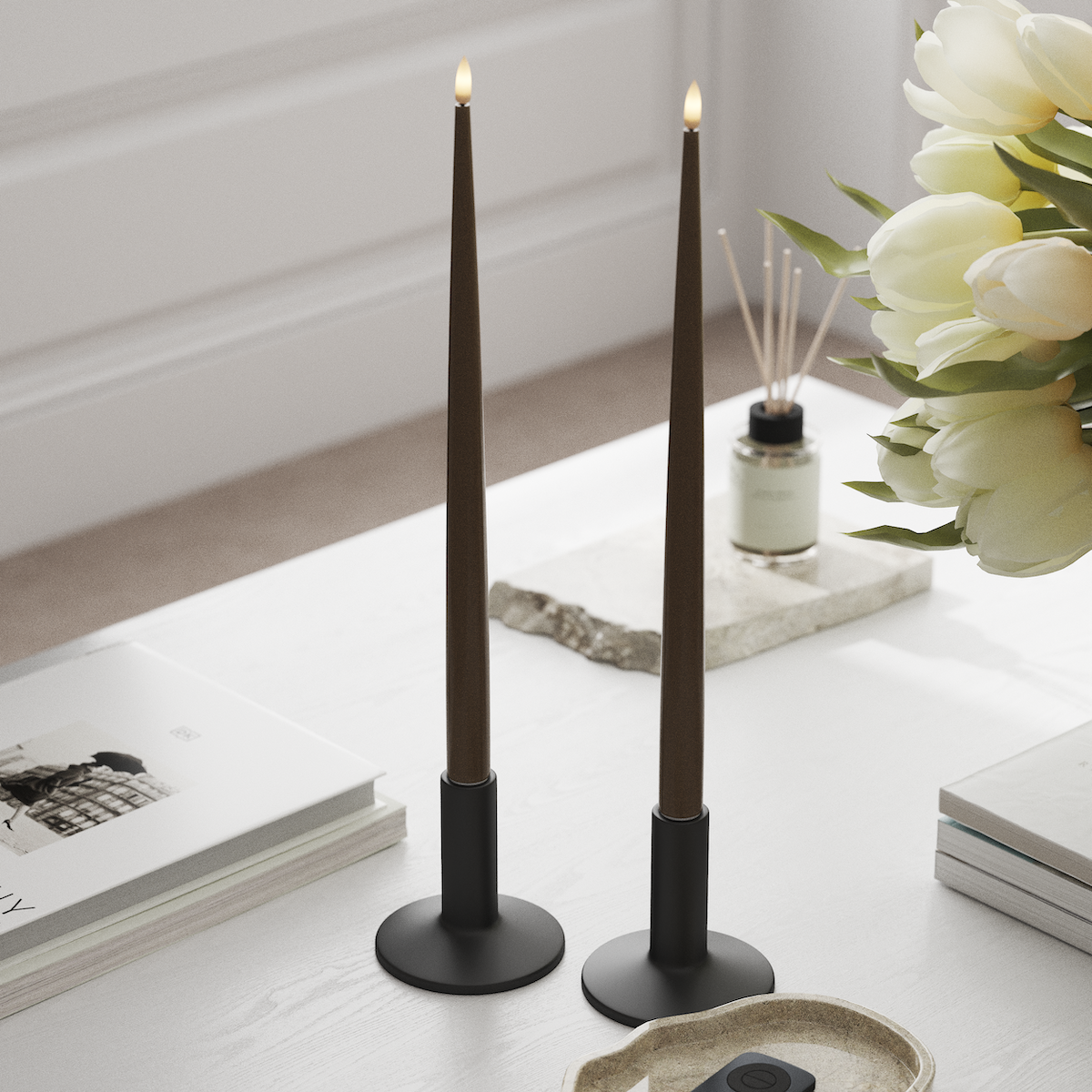 Deluxe Homeart Φωτιστικό κεριού LED με Λάκα, 2 τμχ 38 cm Καραμέλα Φως κεριού LED 1