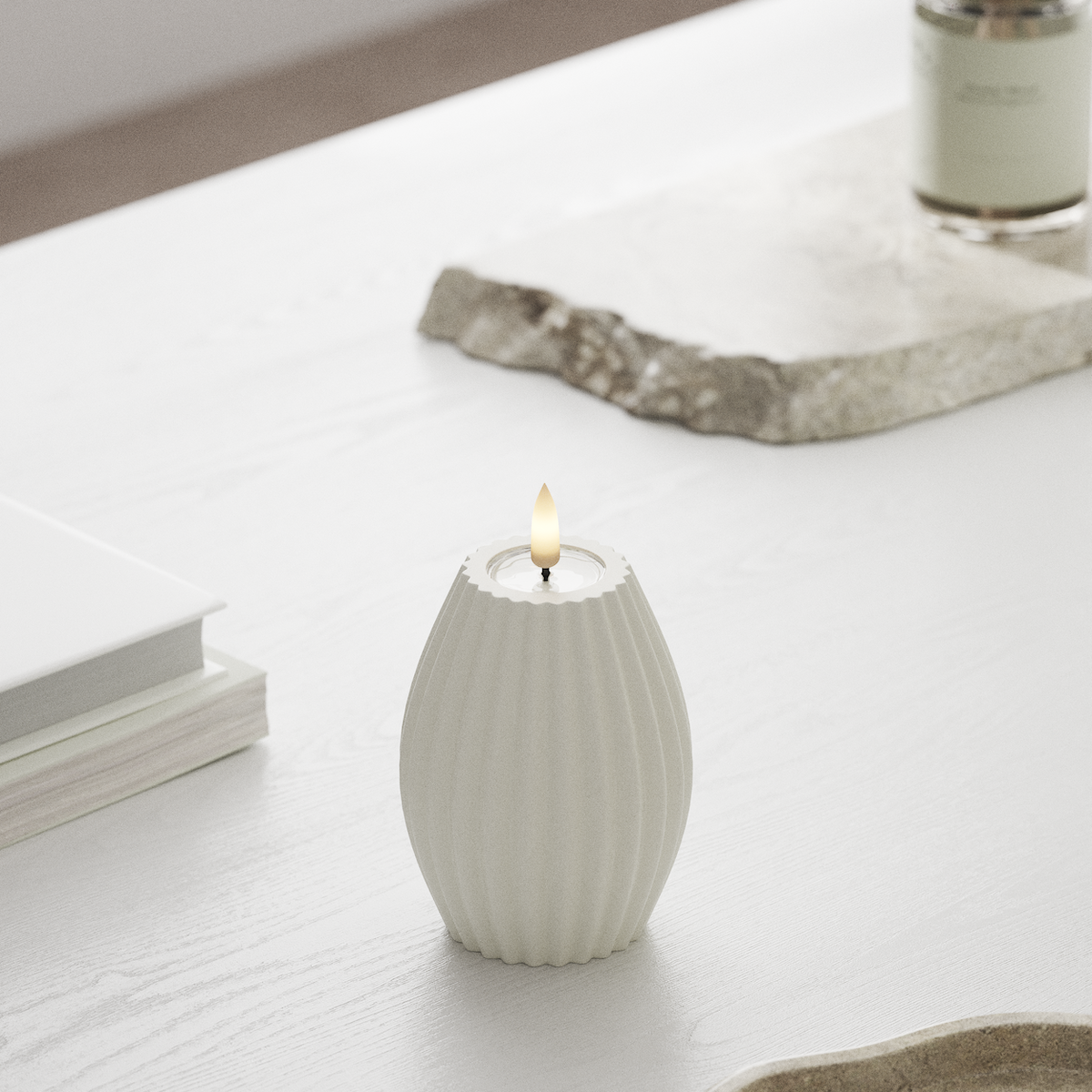 LED Rillelys D 7,5 x h 10 cm Valge