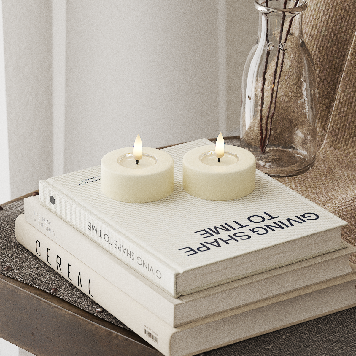 Deluxe Homeart LED Jumbo čajové svíčky 2 ks. Velký Krémová LED jumbo čajová svíčka 4