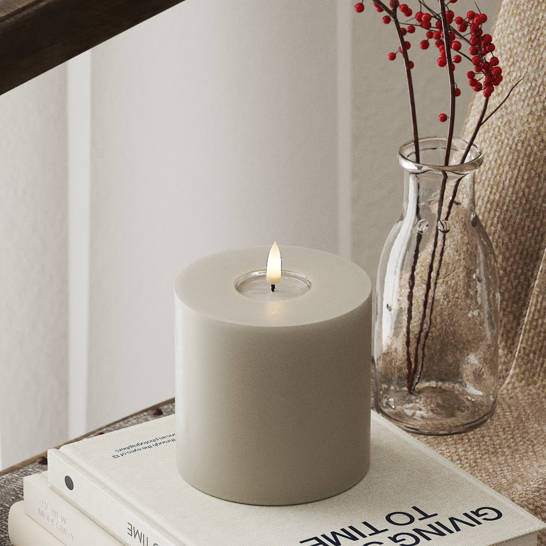 Deluxe Homeart LED Blockljus Ø 10 x 10 cm Sand LED Blockljus 4