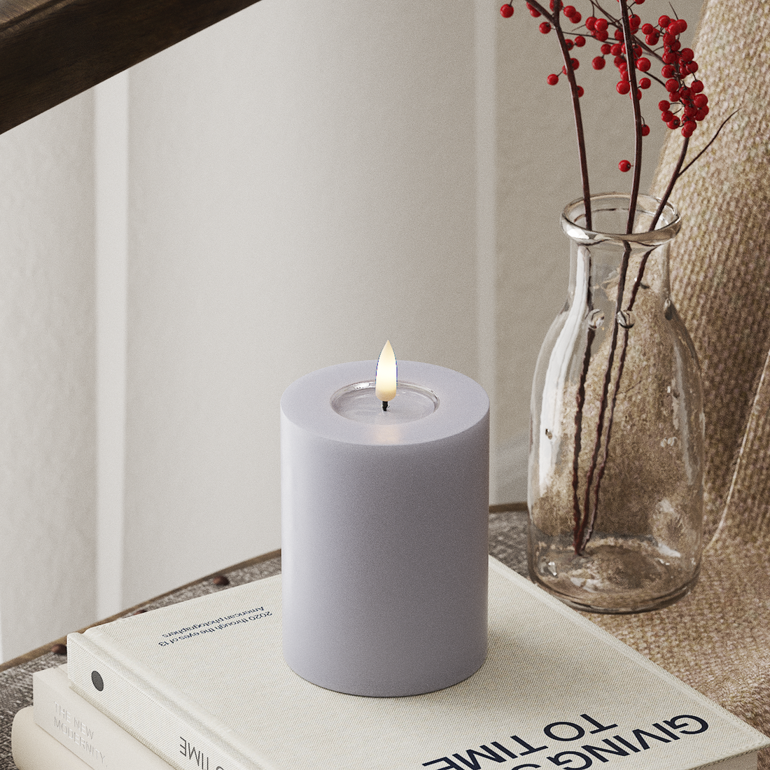 Deluxe Homeart LEDs Vela pilar Ø 7,5 x 10 cm Azul empoeirado LEDs Vela pilar 4