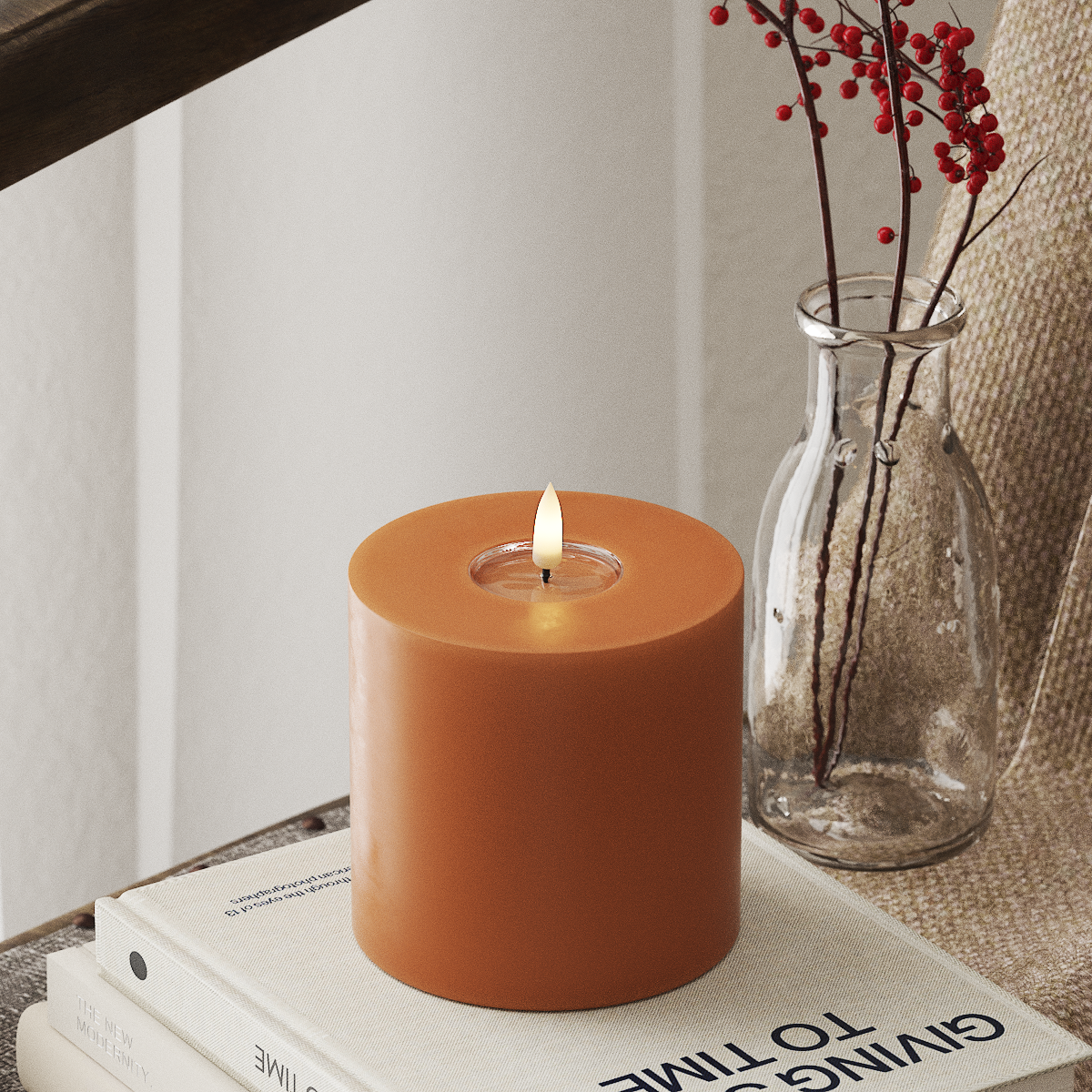 Deluxe Homeart LEDs Vela pilar Ø 10 x 10 cm Laranja LEDs Vela pilar 4