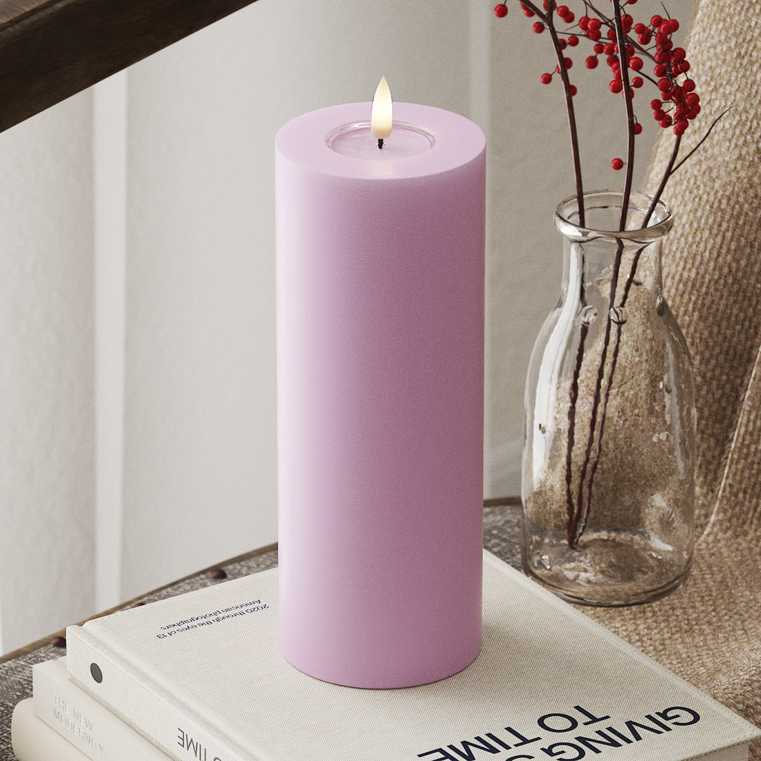 Deluxe Homeart LEDs Vela pilar Ø 7,5 x 20 cm Lavanda LEDs Vela pilar 4