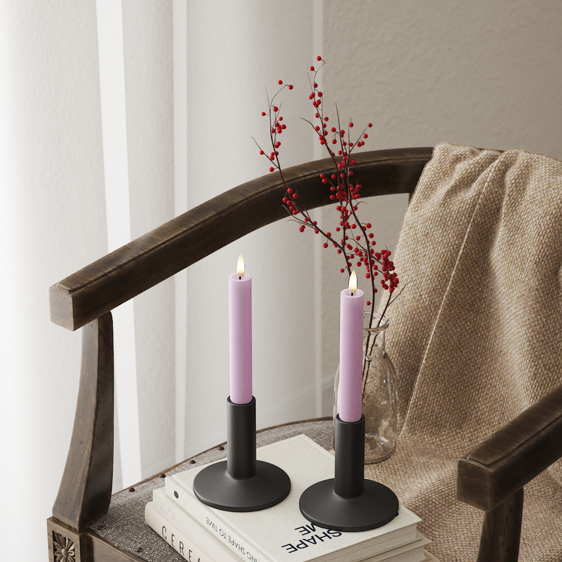 Deluxe Homeart LED Kronljus 2 st, Ø 2 x 15 cm Lavendel LED Kronljus 4