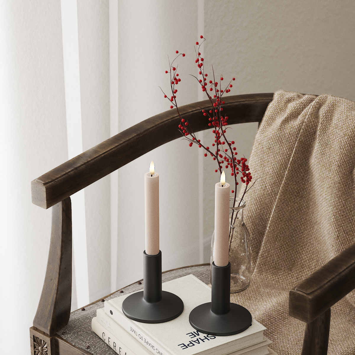 Deluxe Homeart LED Kronelys 2 stk, Ø 2 x 15 cm Rose LED kronelys 4