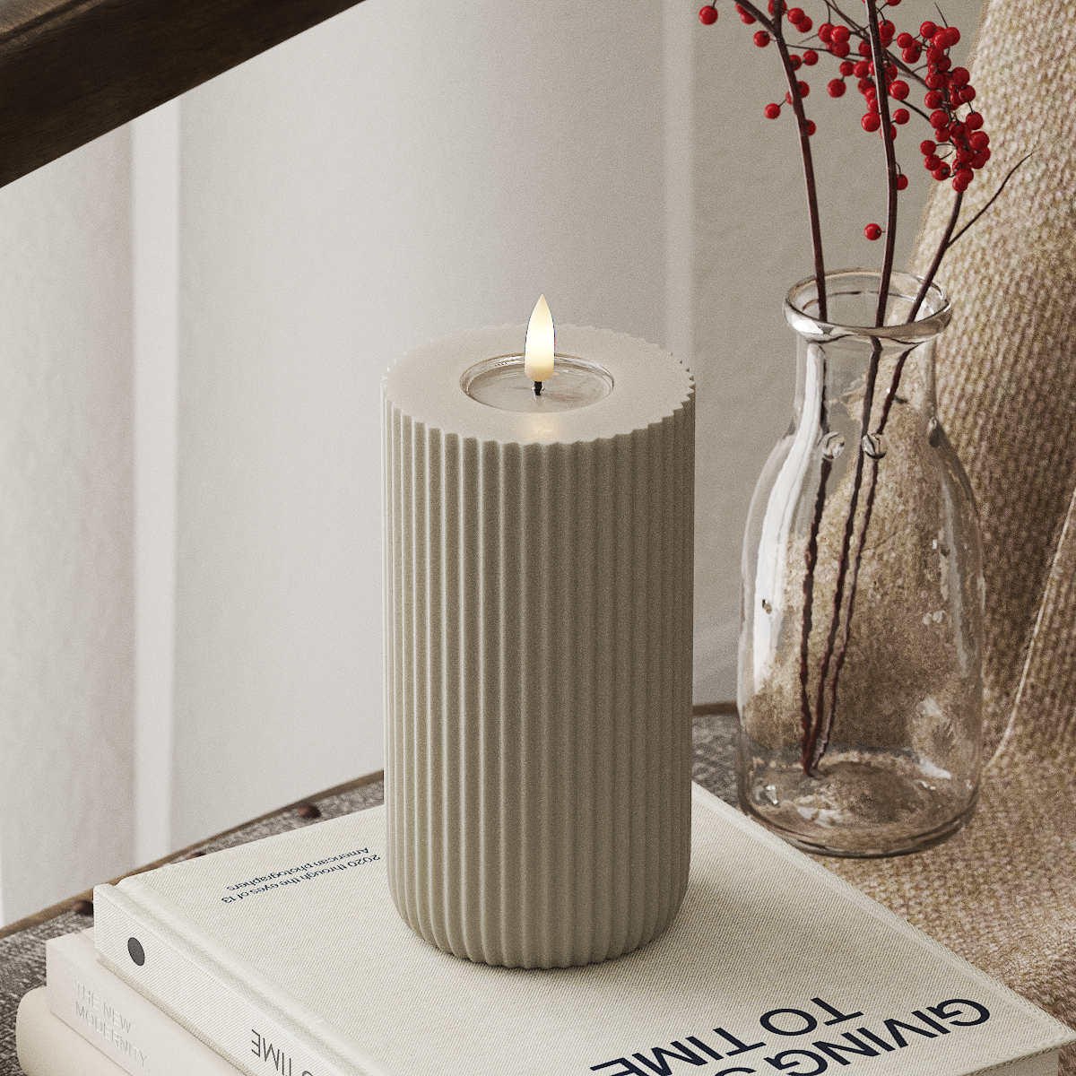 Deluxe Homeart Solid Stripe Φωτιστικό μπλοκ LED Ø 8 X 15 cm Άμμος Σχήμα LED 4