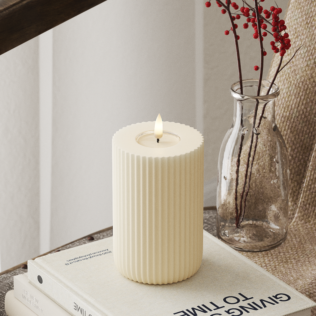 Deluxe Homeart Solid Stripe LED plokkvalgusti Ø 8 X 12,5 cm Kreem LED-i kuju 4