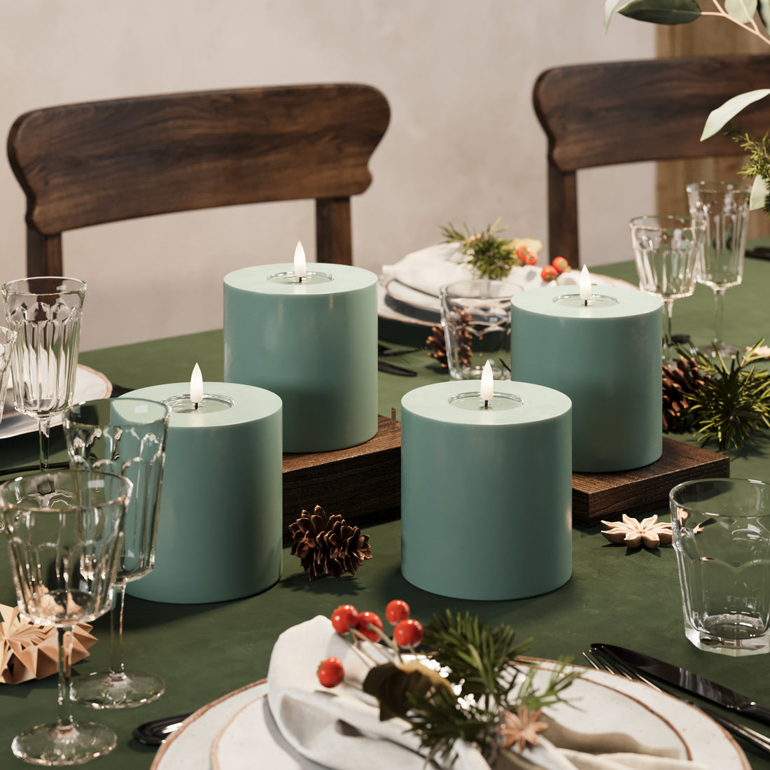 LED -plokktuled Ø 10 x 10 cm Jaaderoheline - 4 tk