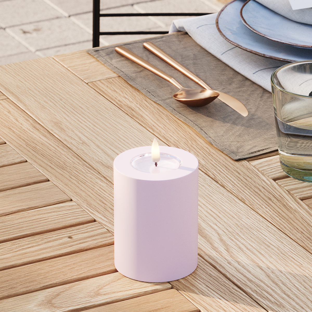 Deluxe Homeart Venkovní LED blokové světlo Ø 7,5 x 10 cm Zaprášená červená LED venkovní světelné blokové světlo 3