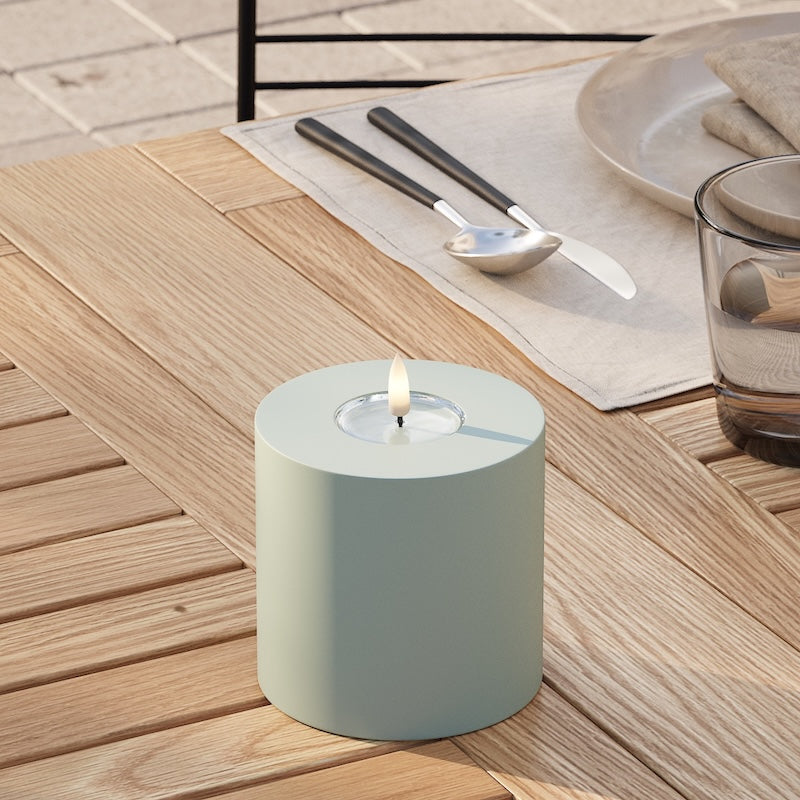 Deluxe Homeart Utomhus LED Blockljus Ø 10 x 10 cm Salviagrön LED utomhusljus Blockljus 2