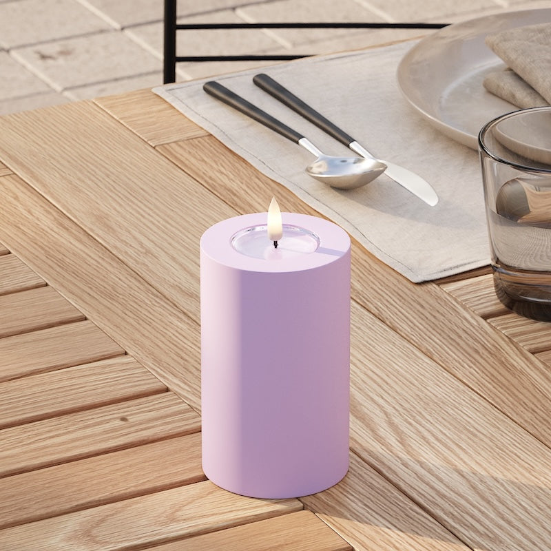 Deluxe Homeart Utendørs LED Blokklys Ø 7,5 x 12,5 cm Lavendel LED utendørs lysblokklys 2