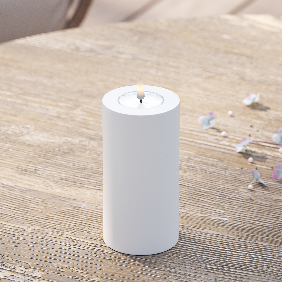 Deluxe Homeart Udendørs LED Bloklys Ø 7,5 x 15 cm Hvid LED udendørslys bloklys 2