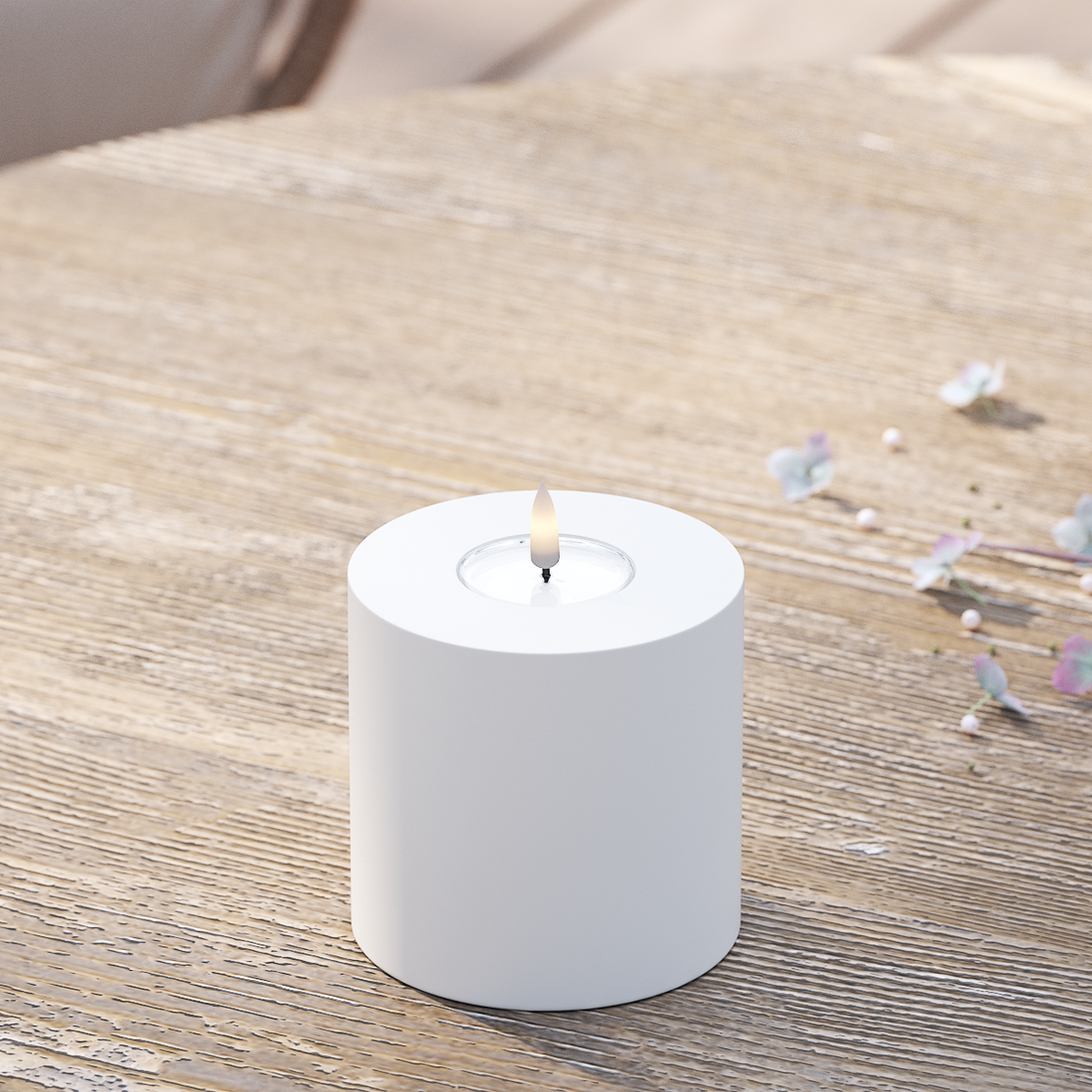 Deluxe Homeart Udendørs LED Bloklys Ø 10 x 10 cm Hvid LED udendørslys bloklys 2