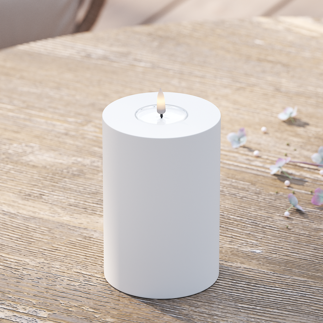 Deluxe Homeart Udendørs LED Bloklys Ø 10 x 15 cm Hvid LED udendørslys bloklys 2