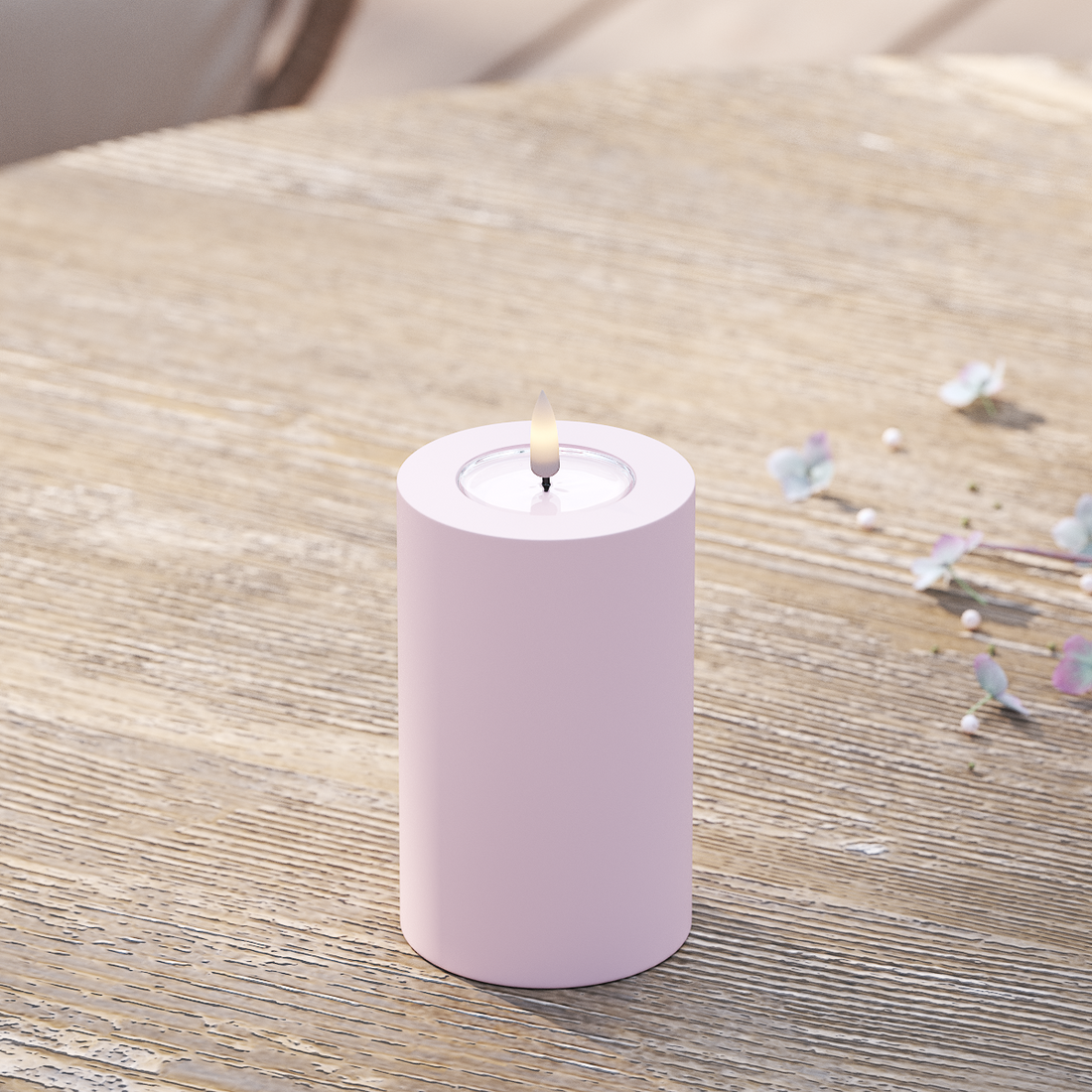 Deluxe Homeart Utendørs LED Blokklys Ø 7,5 x 12,5 cm Støvet rød LED utendørs lysblokklys 2