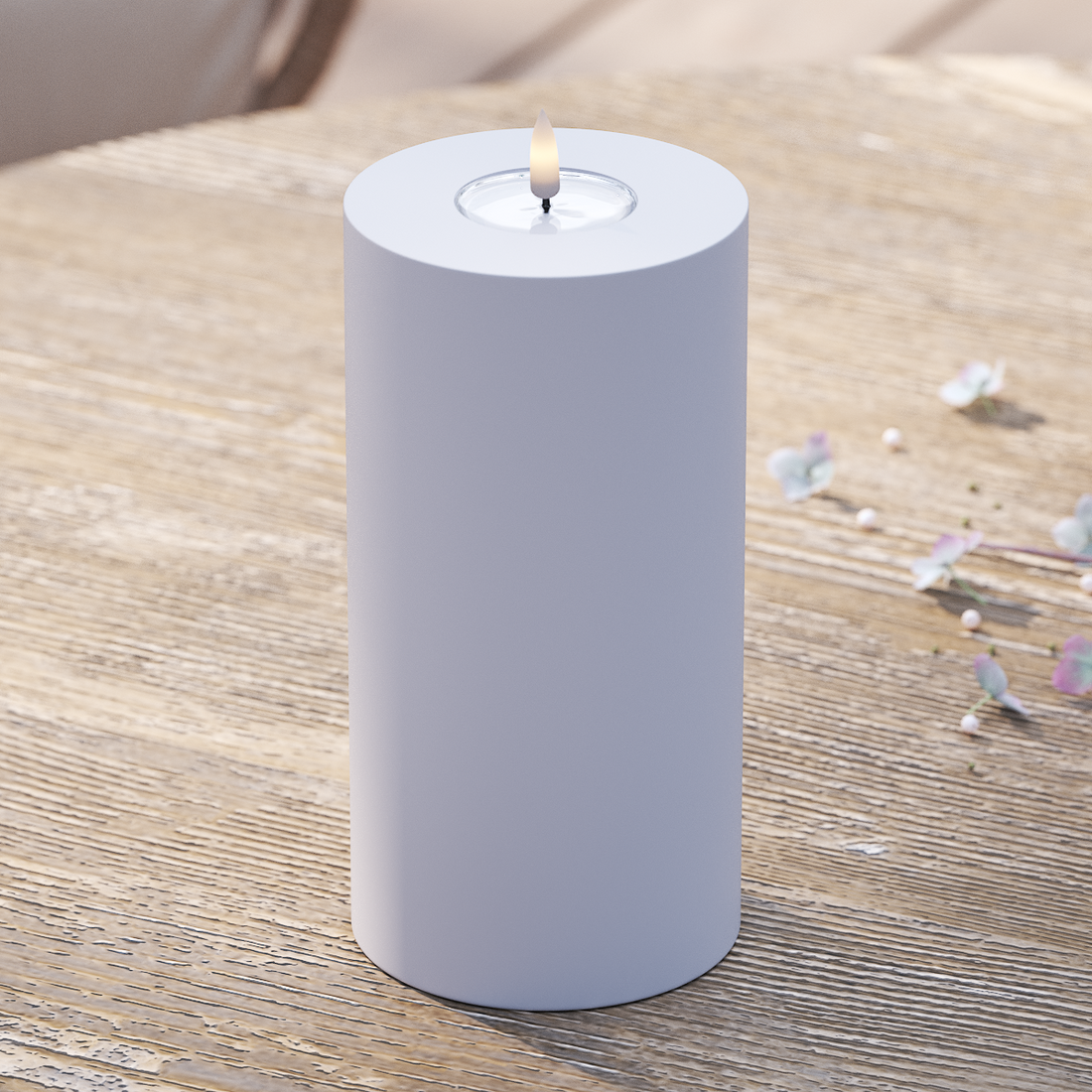 Deluxe Homeart LED externo Vela pilar Ø 10 x 20 cm Azul empoeirado Luz LED para exterior Vela pilar 2