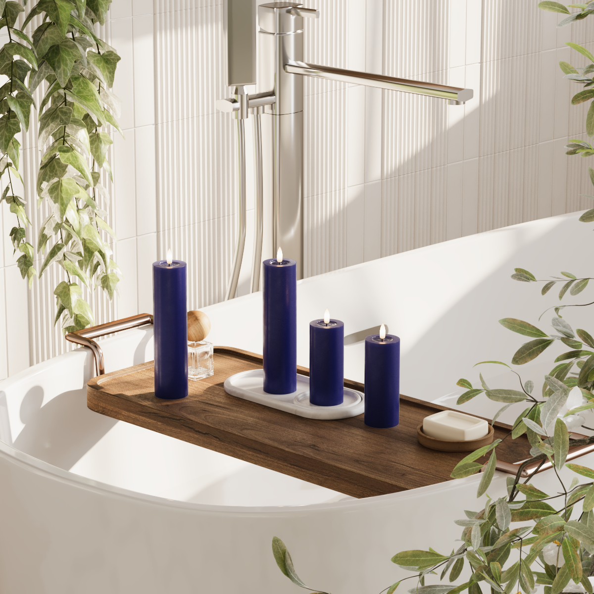 Deluxe Homeart LED blokklyspakke - Kongeblå - 2x 5 x 12,5 cm | 2x 5 x 20 pakke 2