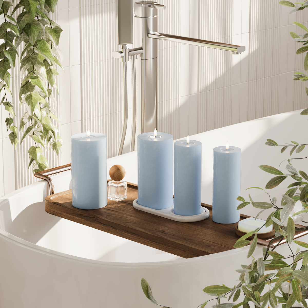 Deluxe Homeart LEDs Vela pilar pacote - Azul gelo - 2x7,5x20 | Pacote 2x 10x20 cm 2