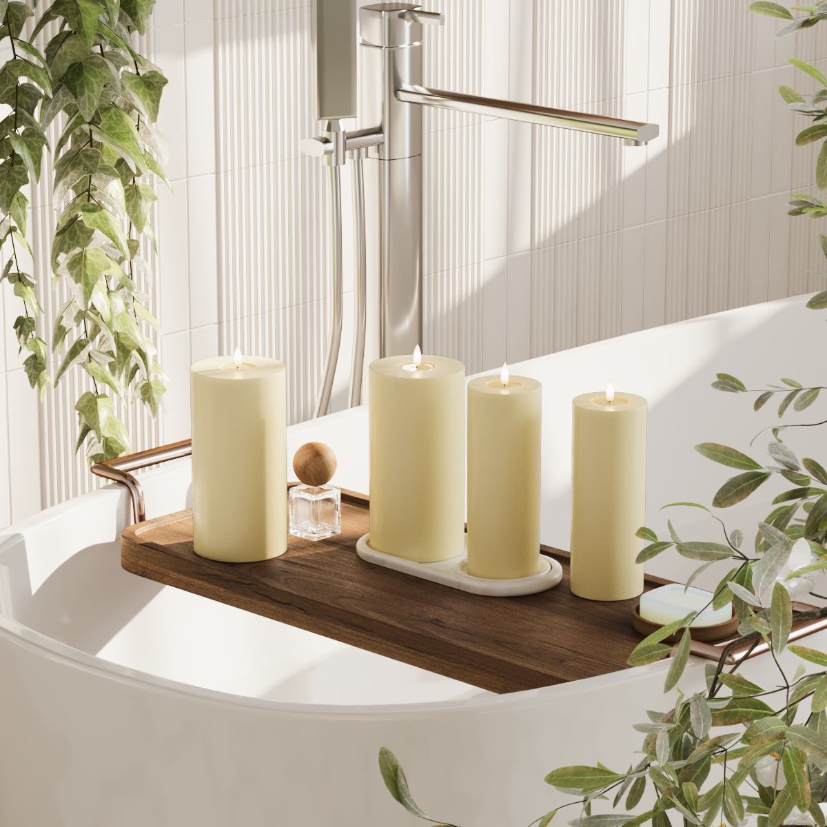 Deluxe Homeart LEDs Vela pilar pacote - Amarelo claro - 2x7,5x20 | Pacote 2x 10x20 cm 2