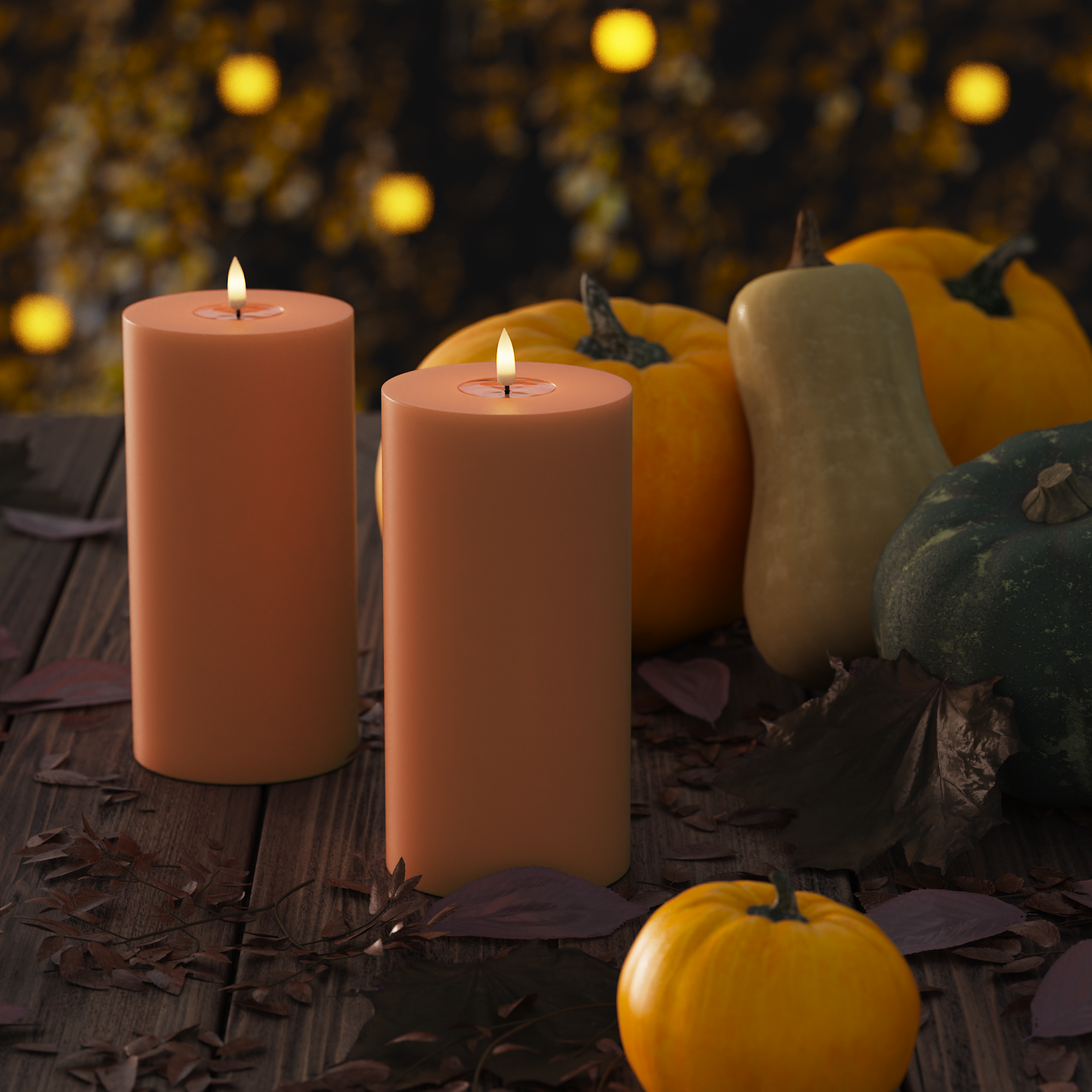 LED -plokktuled Ø 10 x 20 cm Oranž - 2 tk