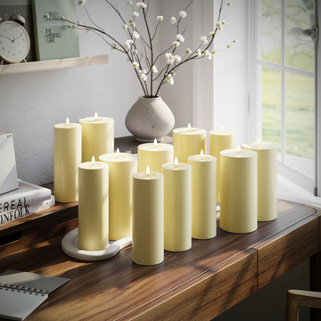 Deluxe Homeart LED blokklyspakke - Lys gul - 6 x 7,5 x 20 | 6 x 10 x 20 cm pakke 1