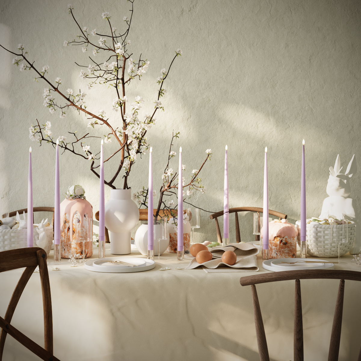 Deluxe Homeart LED Ljus Med Lack paket - Lavendel - 8 stycken 38 cm Ljus Med Lack paket 1