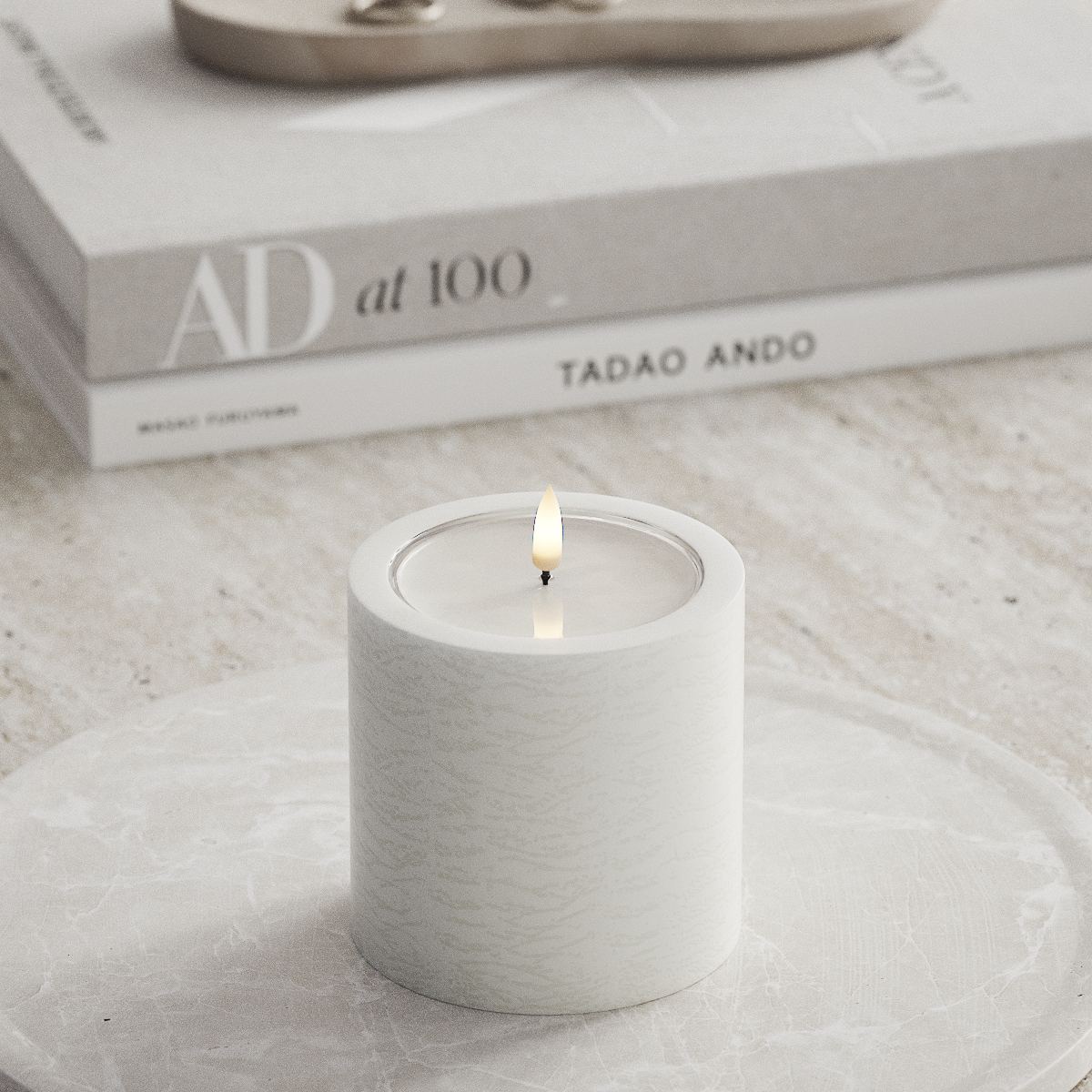 Deluxe Homeart Unique LED Bloklys D 10 x 10 cm Hvid unique bloklys 1