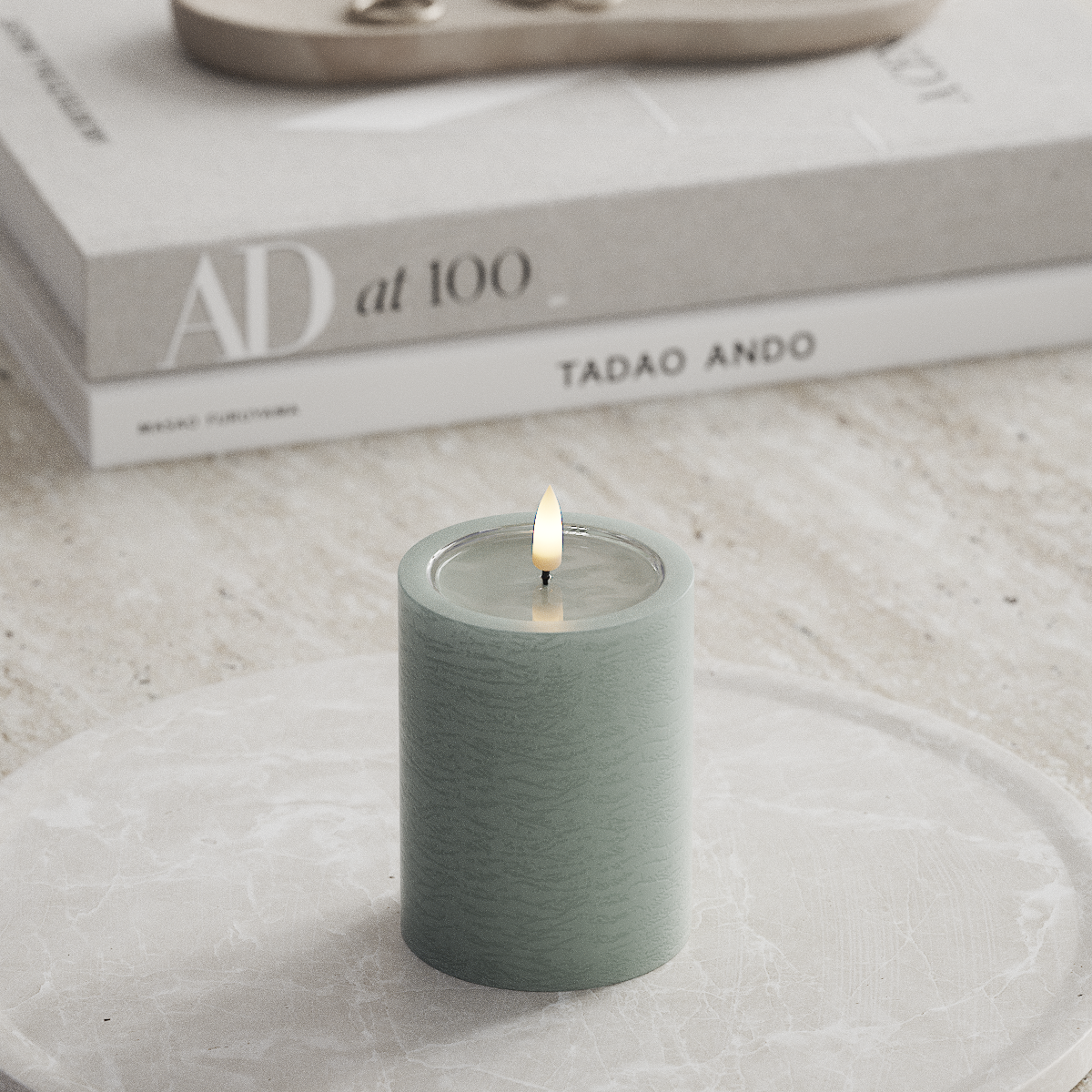 Deluxe Homeart Unique LEDs Vela pilar D 7,5 x 10 cm Verde sálvia unique Vela pilar 1