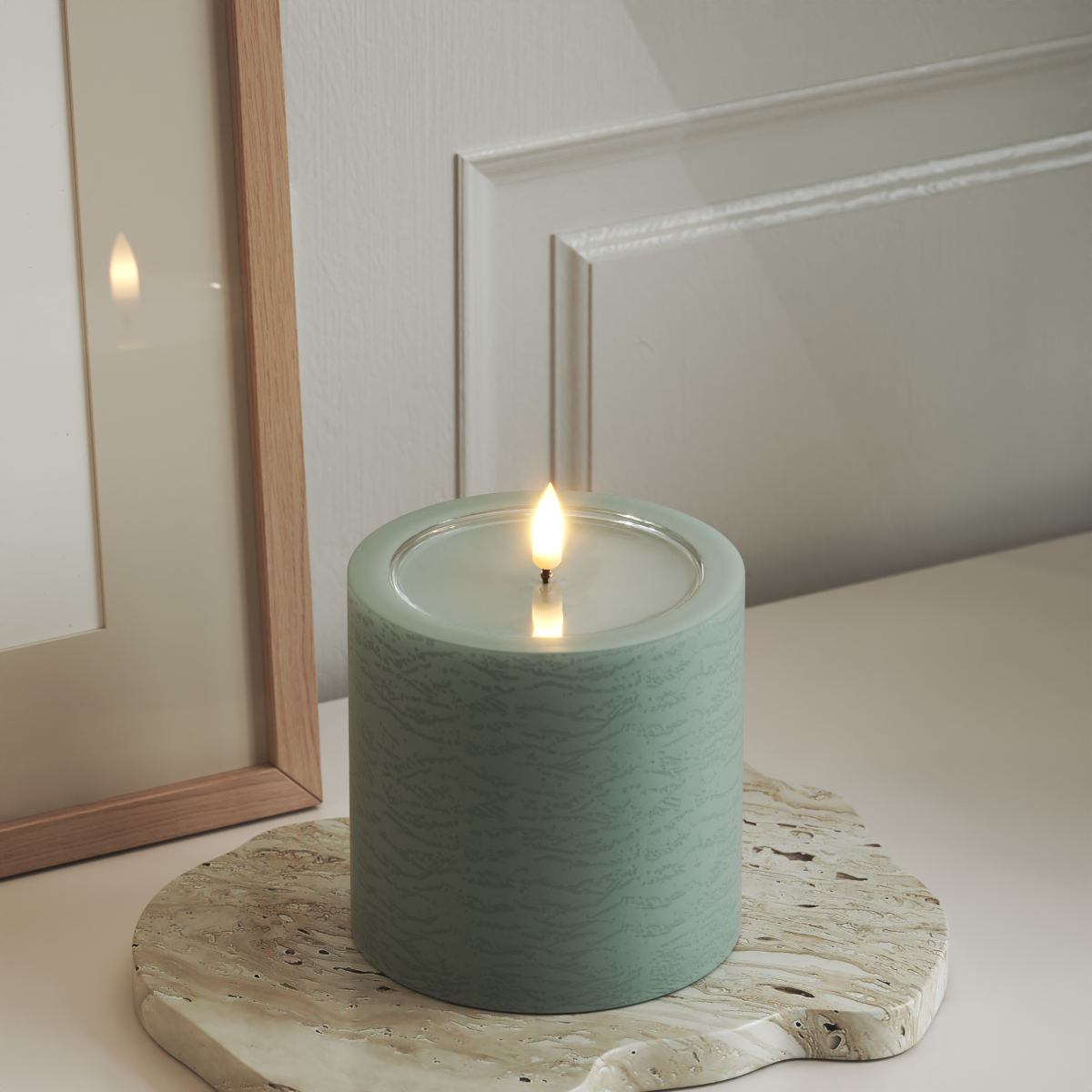 Deluxe Homeart Unique Φωτιστικό μπλοκ LED D 10 x 10 cm Φασκόμηλο πράσινο unique φως μπλοκ 3