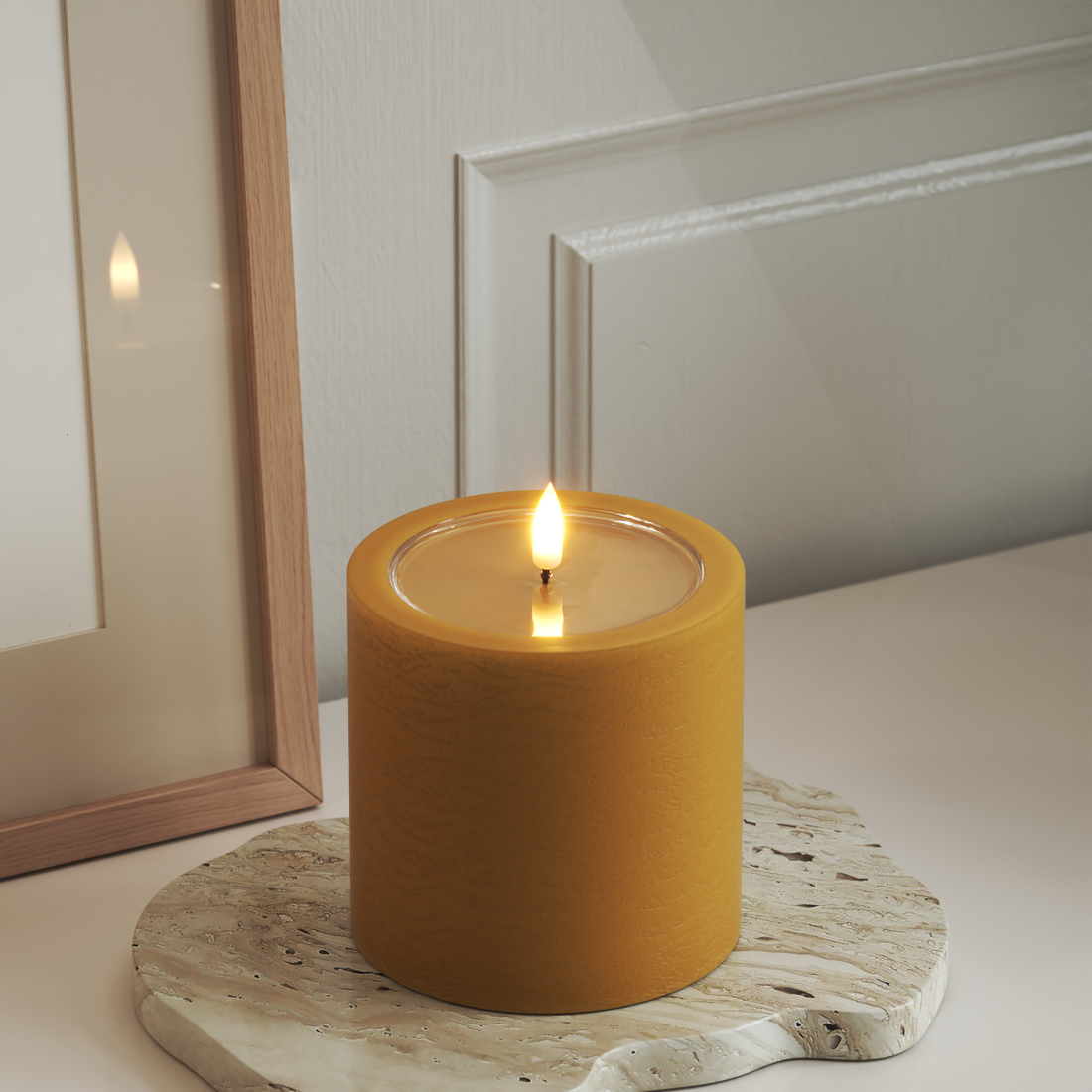 Deluxe Homeart Unique LEDs Vela pilar D 10 x 10 cm Caril unique Vela pilar 3